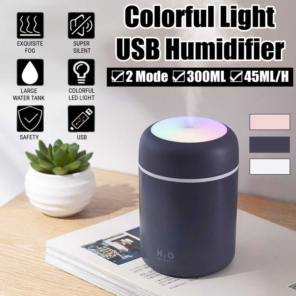 Mini 300ml Aroma-Licht-Diffuser SPA Ultraschall Luftbefeuchter Luftreiniger Blau 