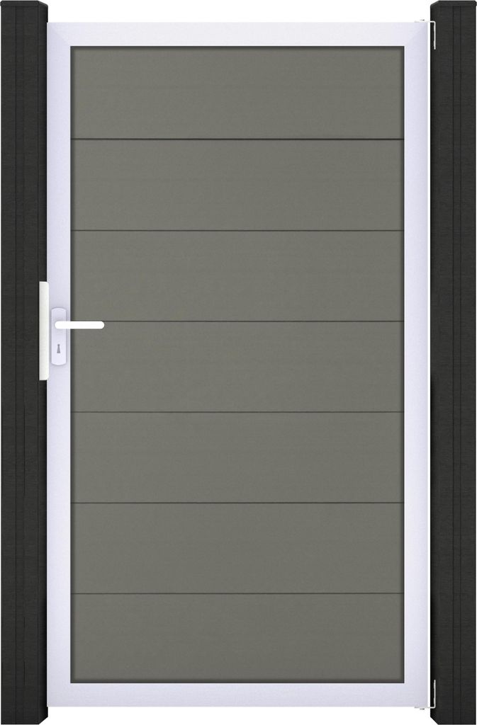 Einzeltor GroJa Solid Grande DIN Universal vormontiert ohne Pfosten Rahmen silber 150 x 180 cm grau