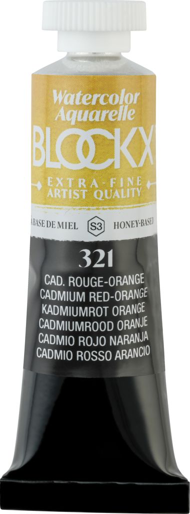 Blockx 3x Aquarellfarbe, Tube 15ml Cadmium Rot-Orange 44321BXC