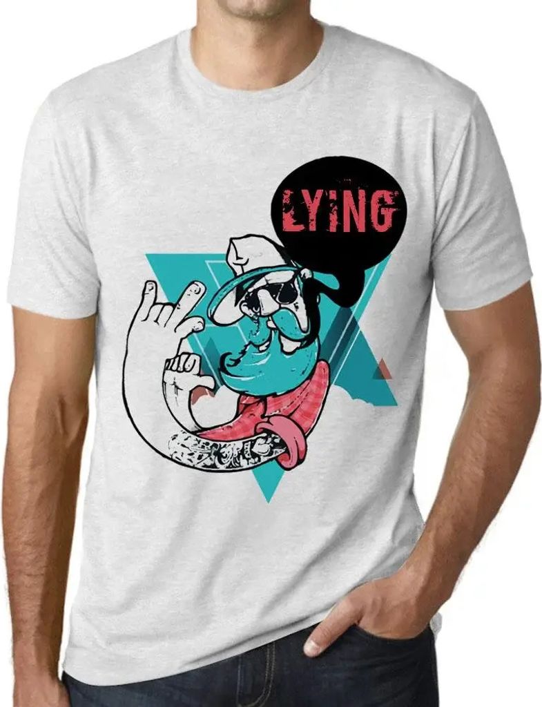 Herren Grafik T-Shirt Funky Grampa Lying Öko-Verantwortlich Vintage Jahrgang Kurzarm Lustige Druck Geburtstag Geschenk Mann