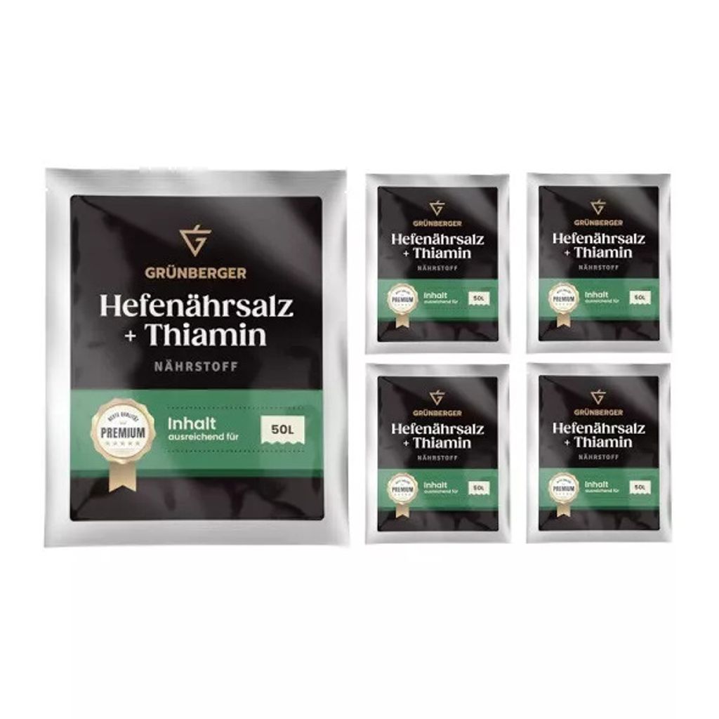 Grünberger HEFENÄHRSALZ + THIAMIN für die Weinherstellung Nährstoff Wein PREMIUM - 5 Stück
