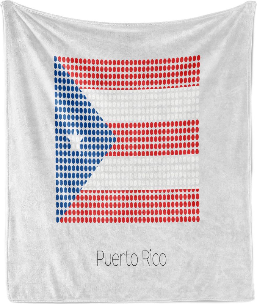 ABAKUHAUS Puerto Rico Weich Flanell Fleece Decke, Nationalflagge mit Punkten, Gemütlicher Plüsch für den Innen- und Außenbereich, 125 x 175 cm,...