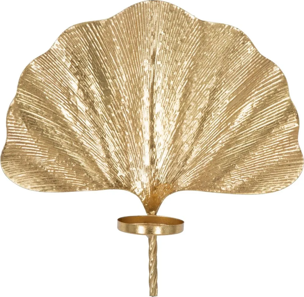 Mauro Ferretti Portacandela Foglia Oro Parete 41x40 cm Glamour