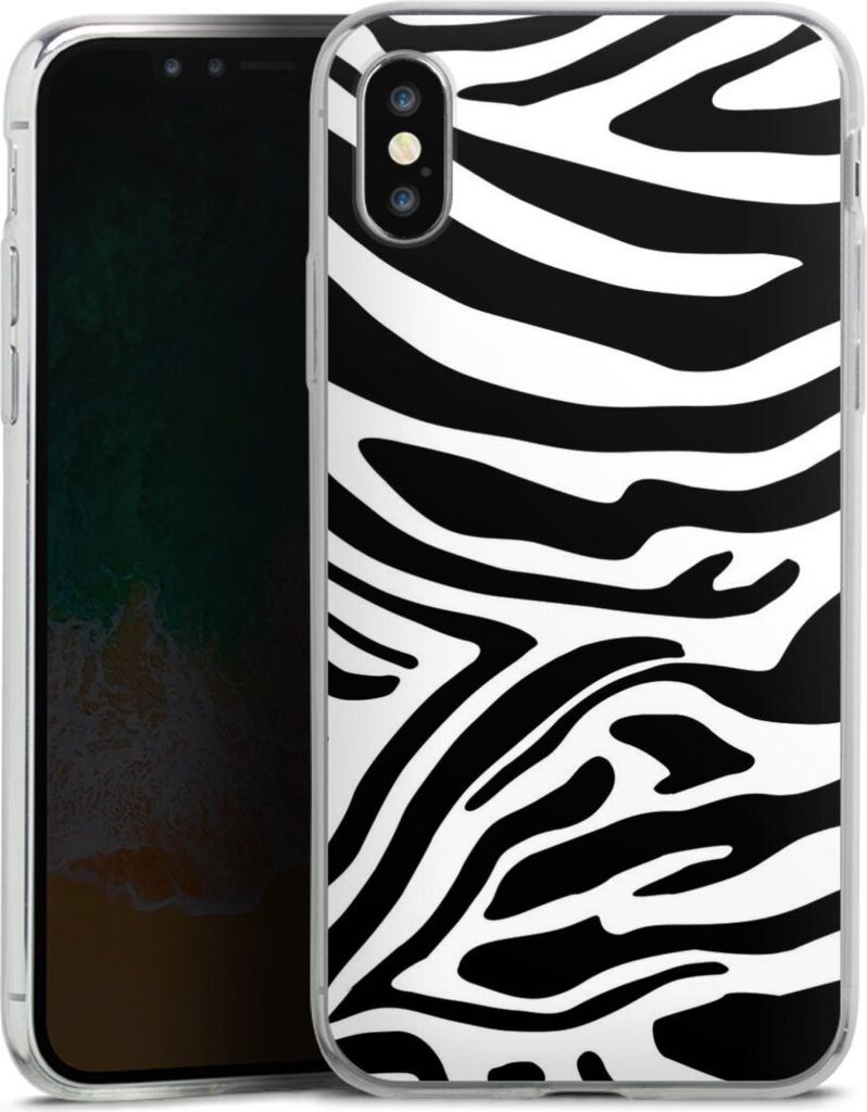 DeinDesign Slim Hülle für Apple iPhone X Silikon Case Ultra Dünn Handyhülle Animal-Look Animalprint Zebra