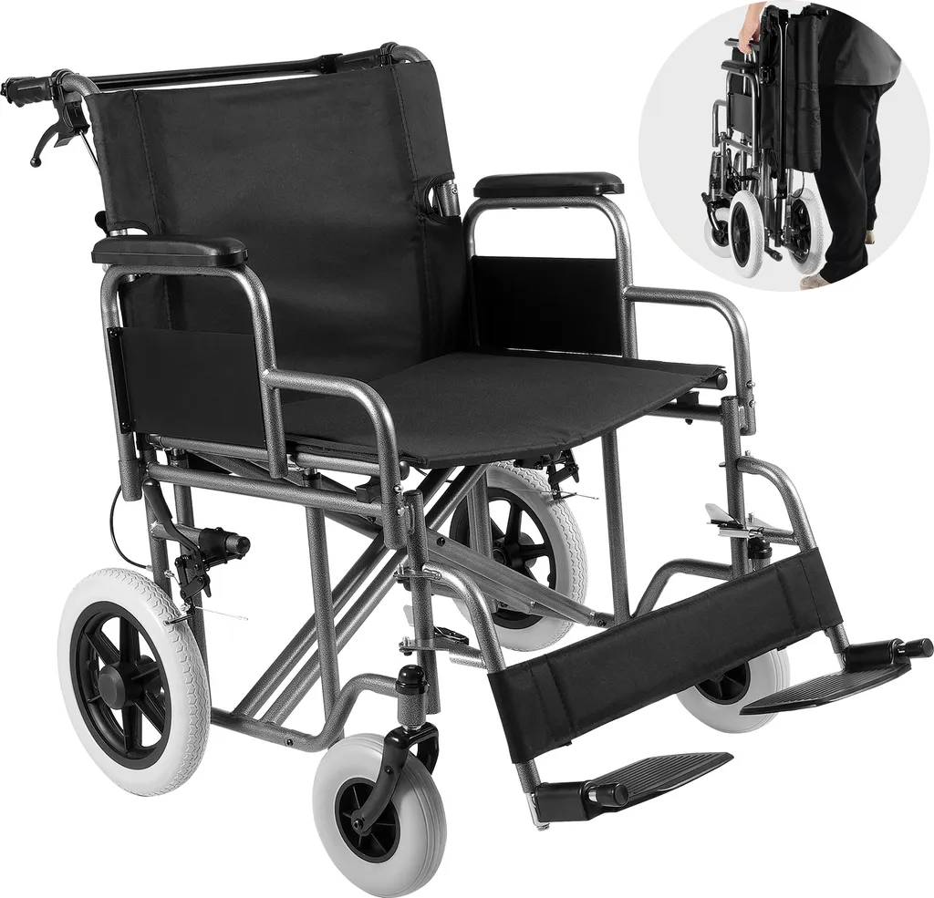 Fauteuil de transport pliable VEVOR pour adultes avec frein de sécurité