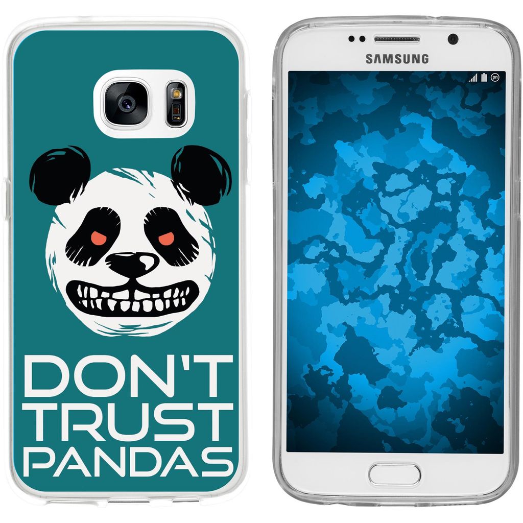 PhoneNatic Case kompatibel mit Samsung Galaxy S7 Silikon-Hülle Crazy Animals Panda M2
