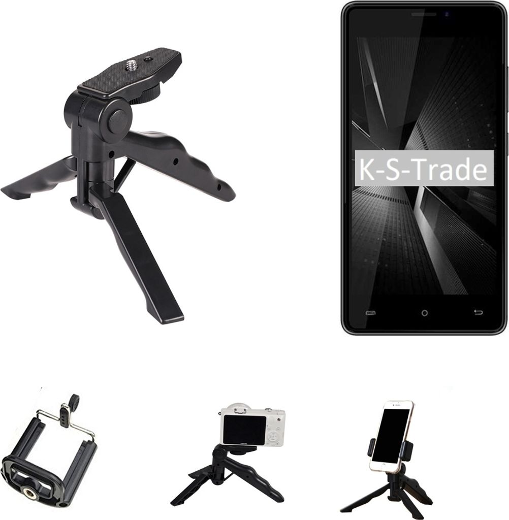K-S-Trade Stativ Tisch-Ständer Dreibein Handy-Stativ Ständer kompatibel mit Cubot H3 (2018) Mini-Stativ Smartphone Tripod Handy-Stativ aus Plastik