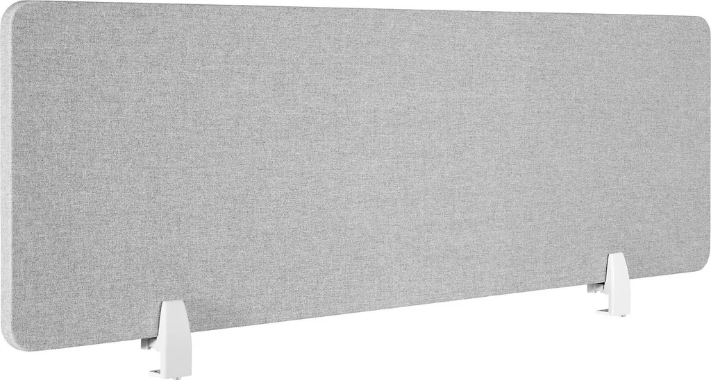 Séparateur de bureau acoustique gris Noisy 130x40 cm avec bords ronds