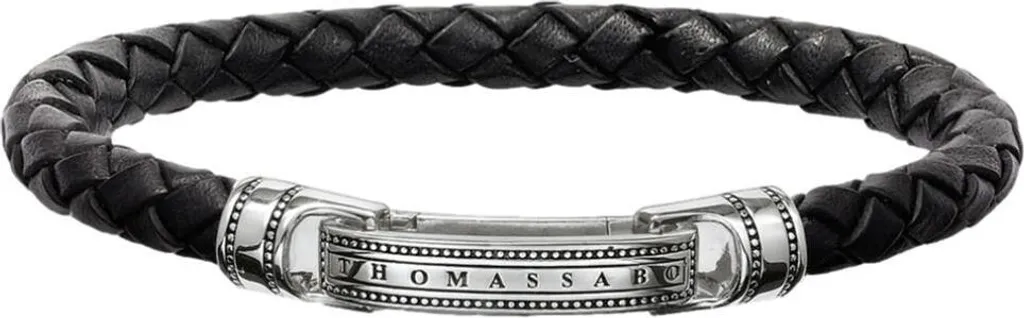 Bracelet cuir argenté Thomas Sabo 16 cm avec fermoir en argent de qualité