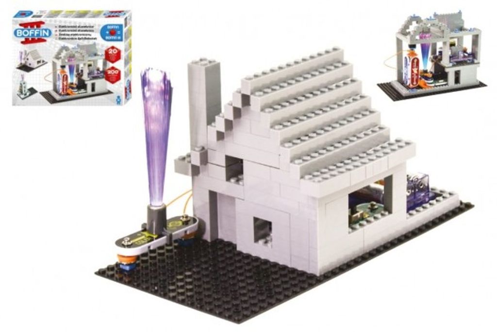 A Boffin II electronic construction kit with 20 projects, built into a house model with a light-up tower.
