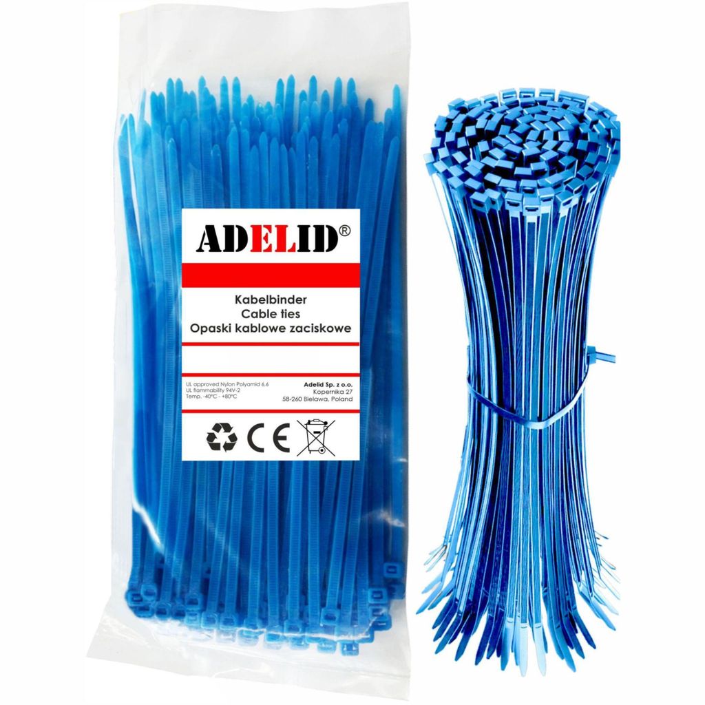 Kabelbinder Industriequalität Set 100 Stück UV-Beständig blau 2,5mm x 100mm