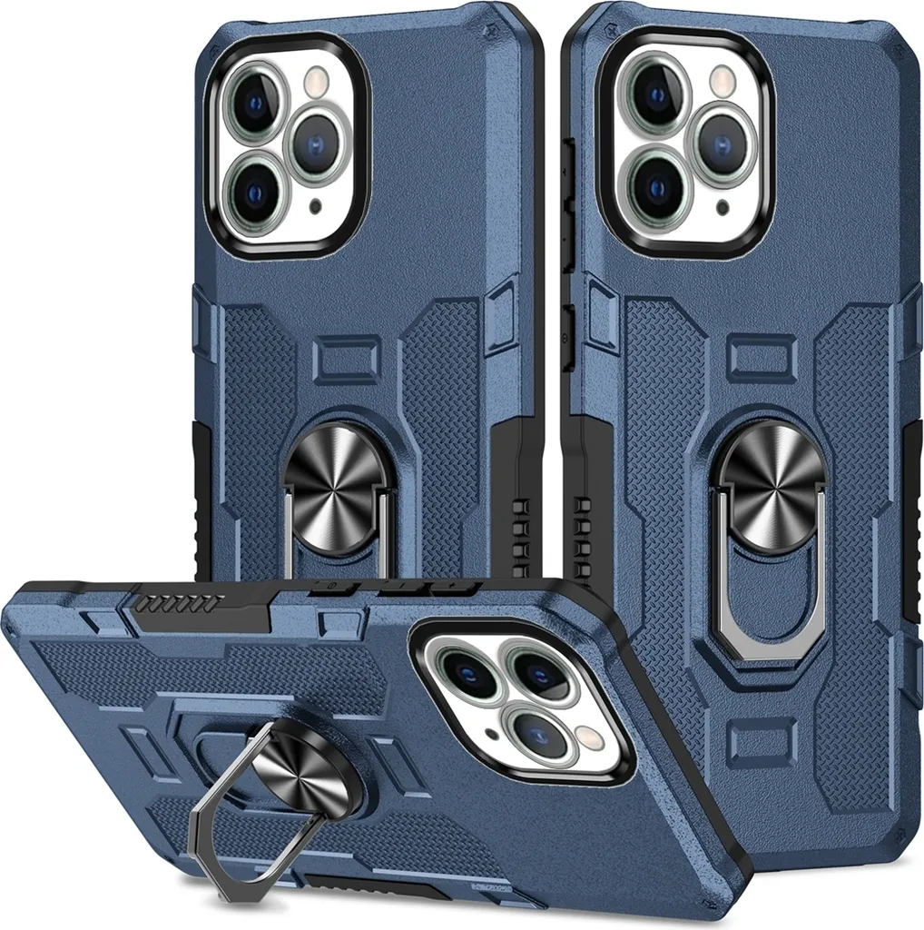 Custodia iPhone 11 Pro Max Blu da Viaggio - Supporto Anello e Grip