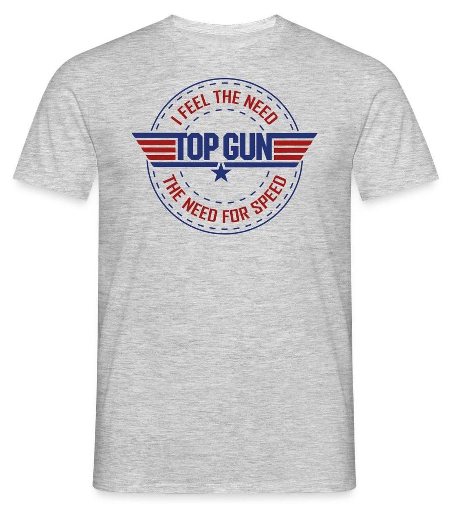 Spreadshirt Top Gun I Feel The Need For Speed Männer T-Shirt, S, Grau meliert