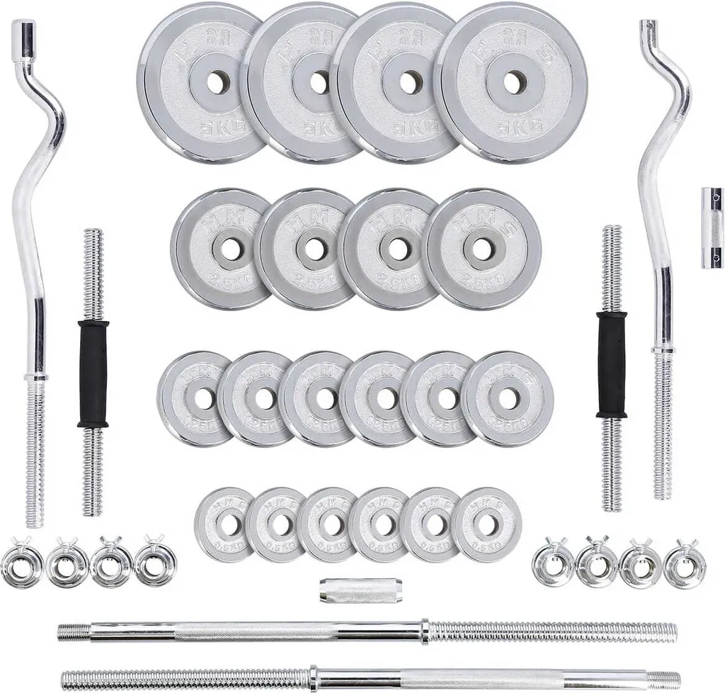 Set de musculation complet 55 kg pour entraînement à domicile HMS STC55