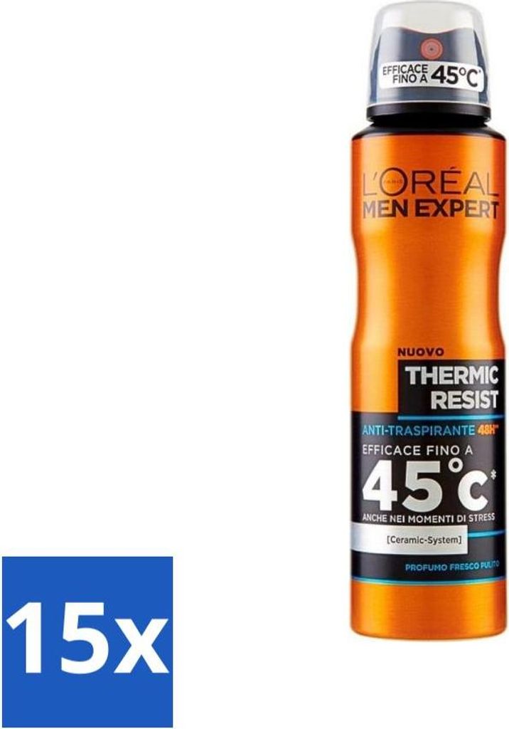 L'Oréal Men Expert Deo Spray – Deodorant – Thermic Resist – 150 ml - Vorteilspack - 15 Stücke