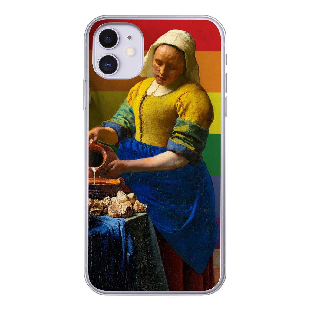MuchoWow Handyhülle Schutzhülle Hülle für iPhone 11 Milchmädchen - Stolz - Vermeer Silikon Softcase Handy Hülle - Handytasche