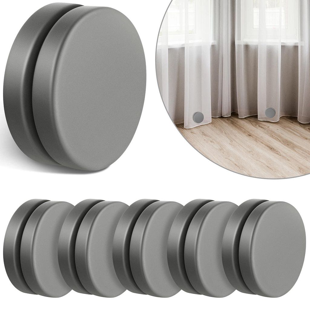 Runde magnetische Duschvorhanggewichte, starke Magnete, wasserdicht für Vorhänge und Tischdecken (grau, 6 Stück)