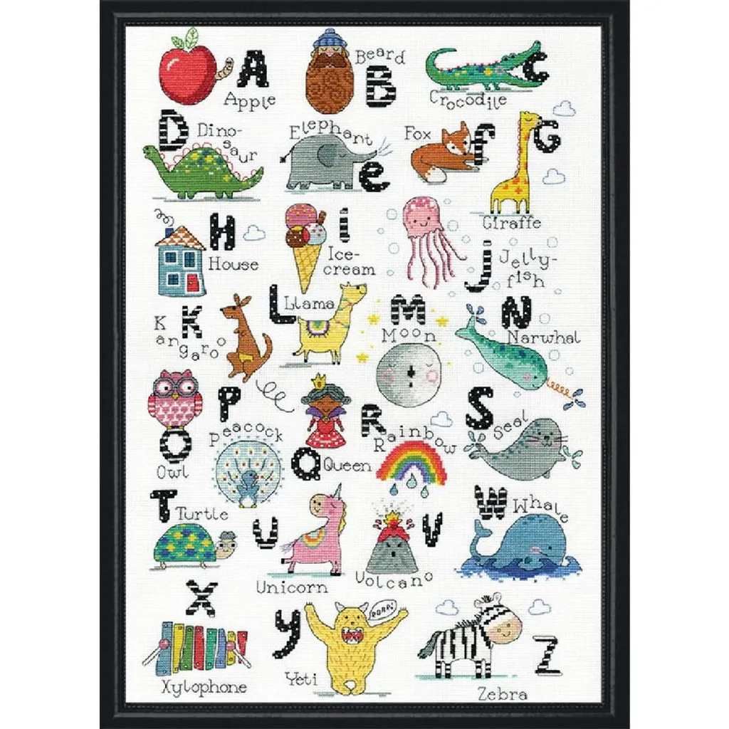 Broderie point de croix compté ABC-S Spaß pour décoration chambre enfant