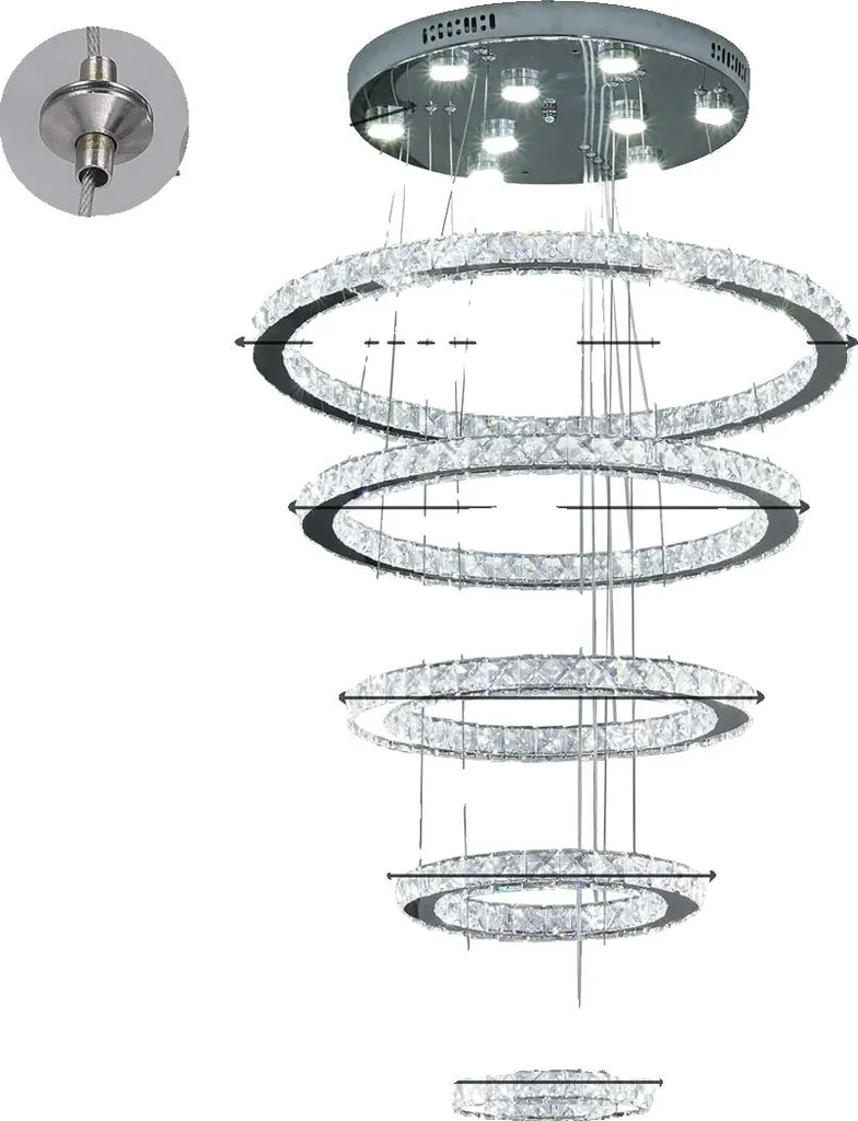 Suspension Cristal Multicouche à LED Modifiable pour Grand Salon Chic