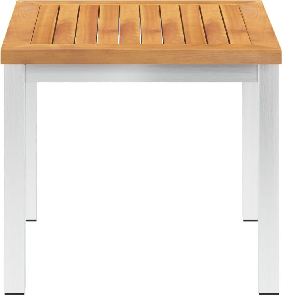 vidaXL Garten-Beistelltisch 45x45x38 cm Massivholz Akazie & Edelstahl