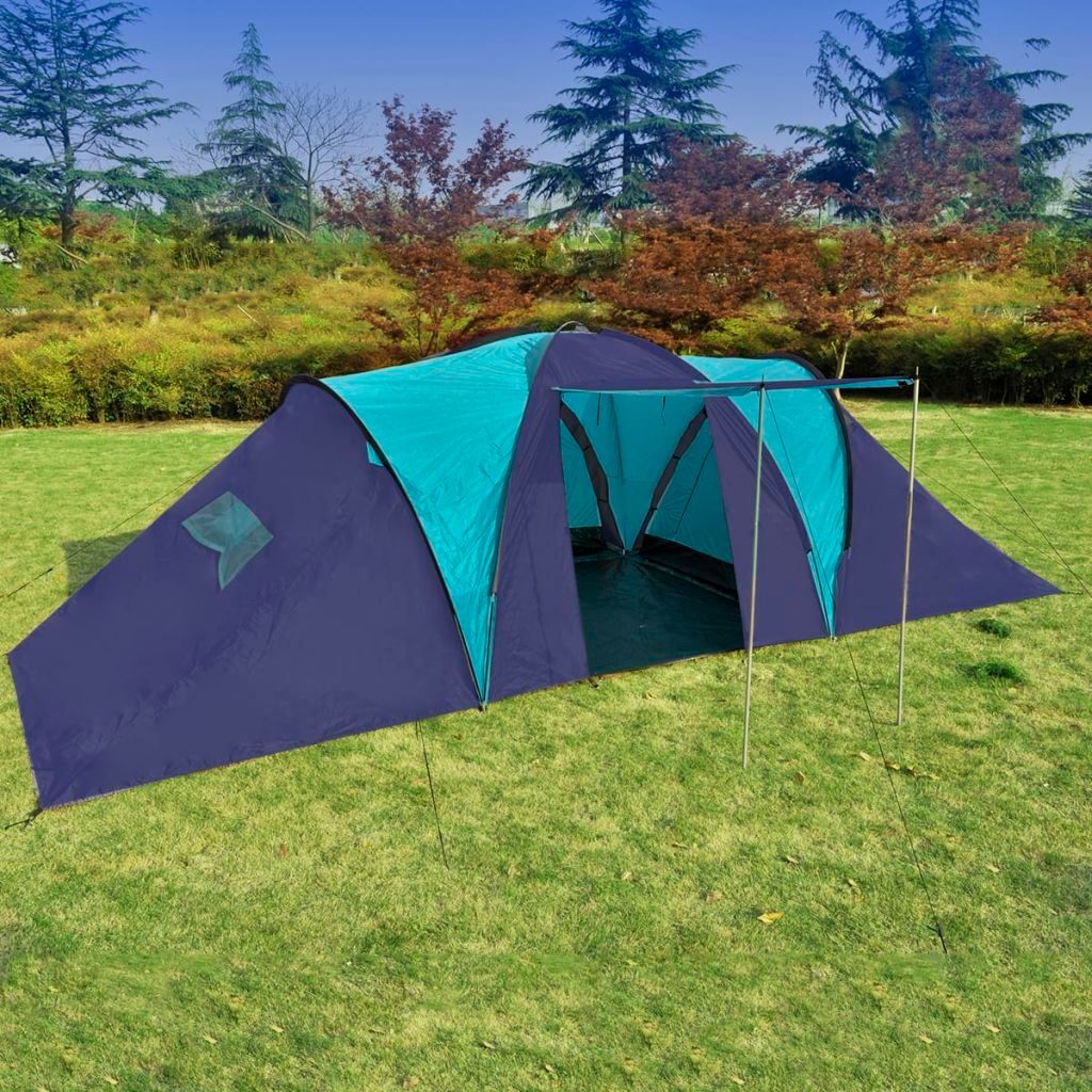 vidaXL Tente de camping 9 personnes Tissu bleu/bleu foncé Image du produit 