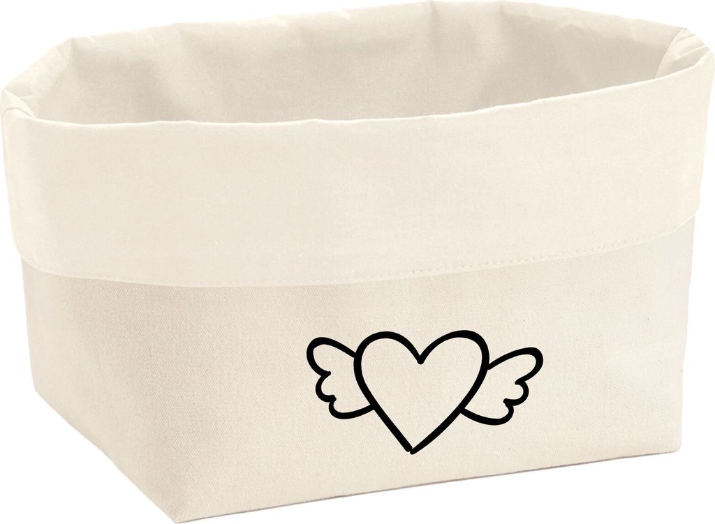 Huuraa Organizer Herz mit Flügeln 8 Liter Large Canvas Baumwolle Utensilo Geschenkidee