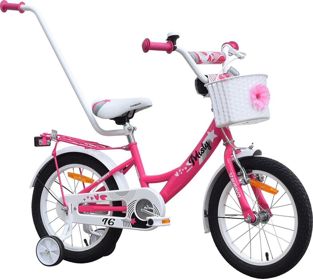 Kinderfahrrad - 16 Zoll - Dunkelrosa - für 4-6 Jahre - mit V-Brake Bremsen- mit Gepäckträger - Jugendfahrrad
