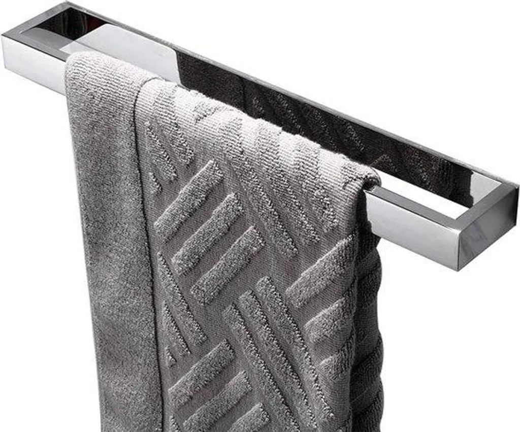 Porte-serviette adhésif 40 cm pour salle de bain acier poli miroir