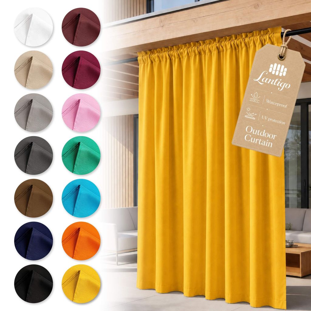 Lantigo Outdoor Vorhang Gelb 155x210 cm UV-beständig | Produktbild 