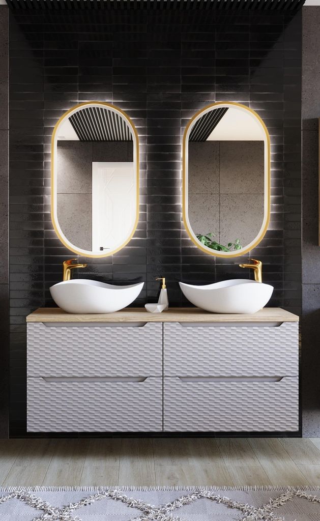 Badmöbel Set 6-tlg Badezimmerset LAXY Eiche Beige inkl. Waschtisch