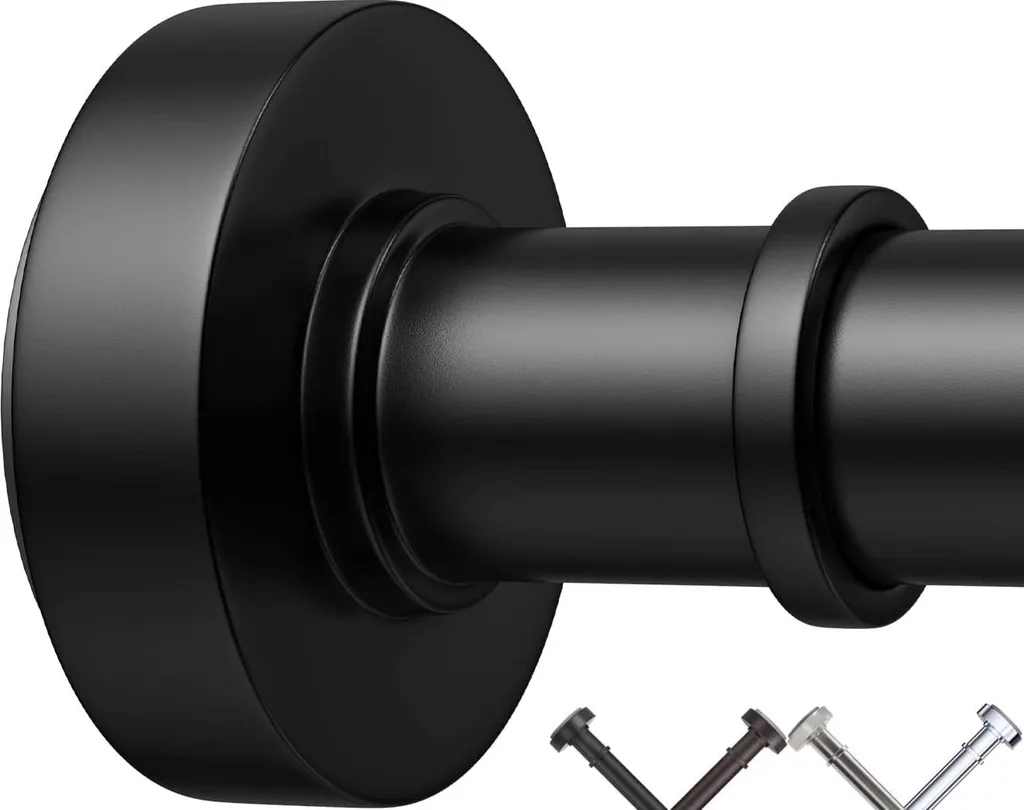 Barre de douche réglable noire 110-182 cm en acier inoxydable robuste