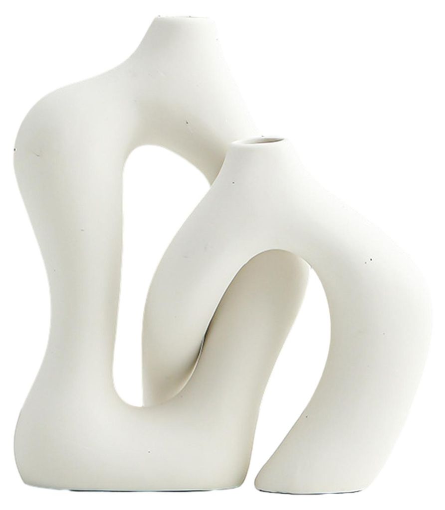 2er-Set Keramikvasen, unregelmäßige runde Kreuzform, moderne Boho-Vase, minimalistischer nordischer Stil, Blumenvase für Tisch, Regal, HeimNachb...