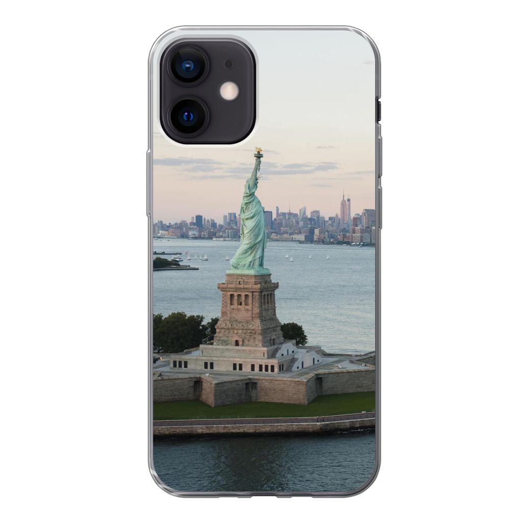 MuchoWow Handyhülle Schutzhülle Hülle für iPhone 12 New York - Freiheitsstatue - Amerika Silikon Softcase Handy Hülle - Schutzhülle
