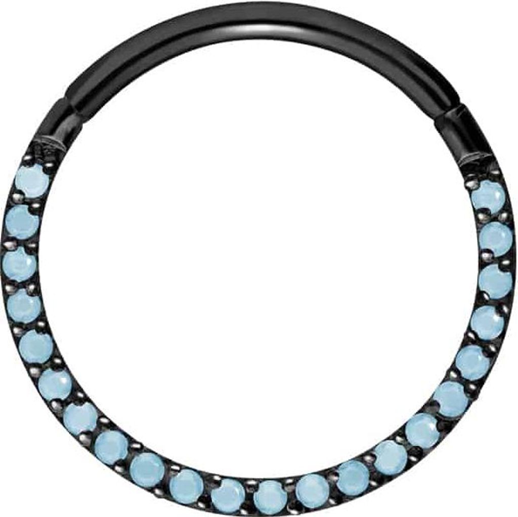 Ohrpiercing, Nasenpiercing, Septum Piercing Titan Segmentring Clicker EINGEFASSTE SYNTHETISCHE TÜRKISE Schwarz Innendurchmesser: 12 mm