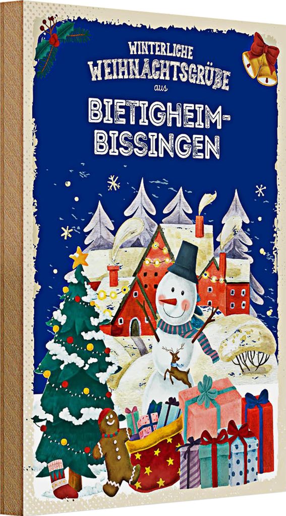 Holzschild Weihnachtsgrüße BIETIGHEIM-BISSINGEN 20x30cm
