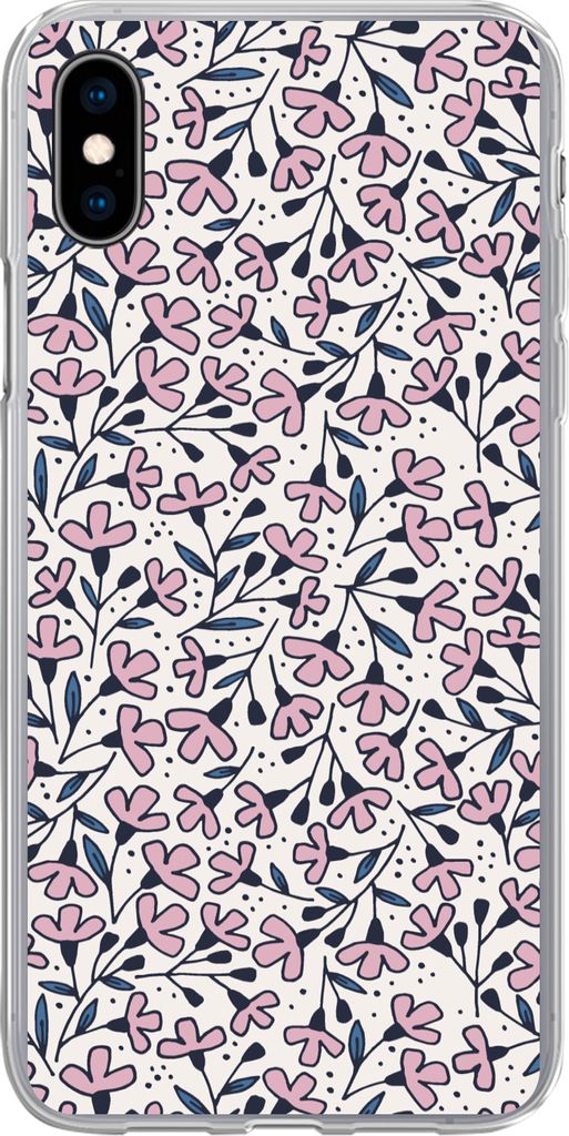 MuchoWow Handyhülle Schutzhülle Hülle für Telefoonhoesje iPhone Xs Mädchen - Blumen - Rosa - Muster - Mädchen - Kinder - Mädchen Silikon S...
