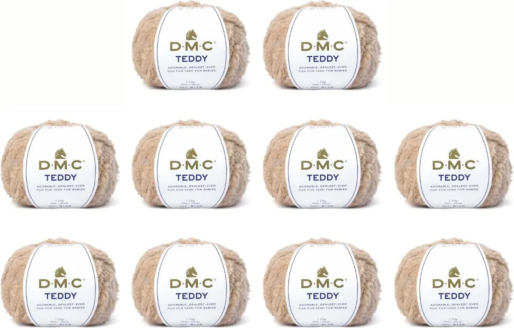 10 pelotes fil DMC Teddy couleur 311 bleu marine 100% polyamide doux