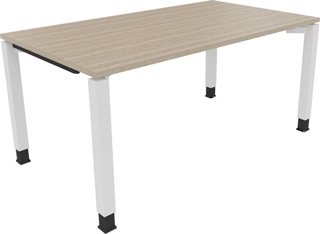 Schreibtisch Vierfuß Quadratrohr B1600xT900xH680-820 ws/Eiche Natur