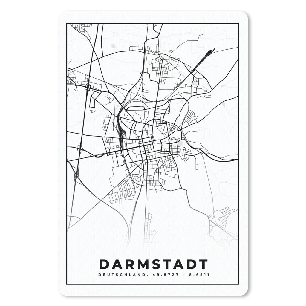 MuchoWow Mauspad Mousepad Karte - Darmstadt - Stadtplan - Wegbeschreibung 40x60 cm - Mousepads - Maus Mat - Pad - Mausunterlage - Schreibtisch Ac...