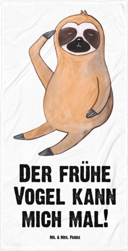 Mr. & Mrs. Panda Handtuch Faultier Vogel - Weiß - Geschenk, Der Frühe, Großes Badehandtuch, Duschtuch, frottierhandtuch, Strandtuch, Spinner