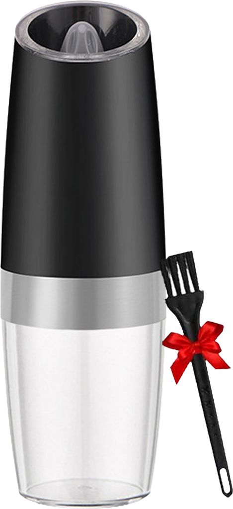 Elektrische Pfeffermühle mit Schwerkraft, elektrische Pfeffermühle aus Edelstahl, batteriebetrieben, automatische Mühle, einhandbedienbar, Meers...