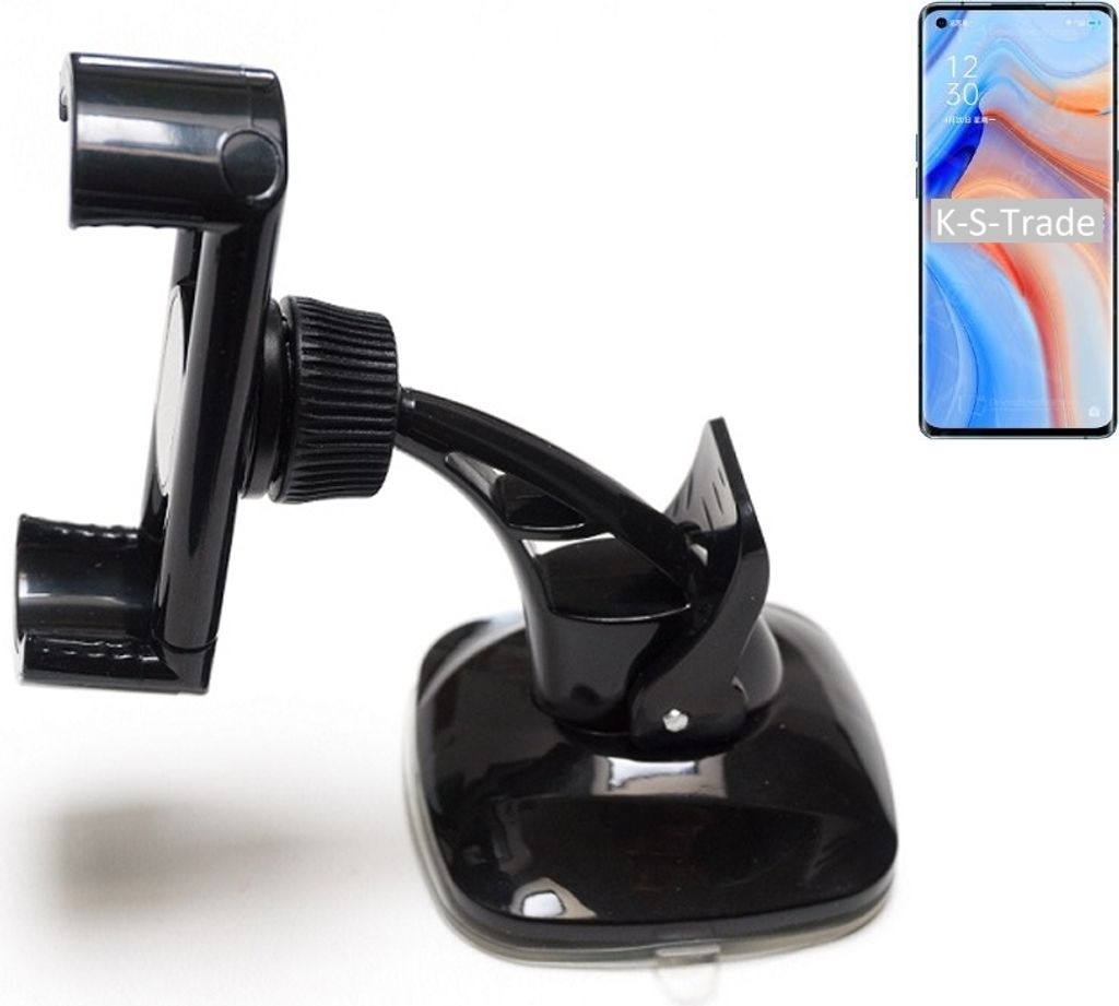 K-S-Trade kompakte Handy-Halterung Windschutzscheibe kompatibel mit Oppo A32 Armaturenbrett schwarz Autohalterung KFZ Halter Scheiben-Halterung