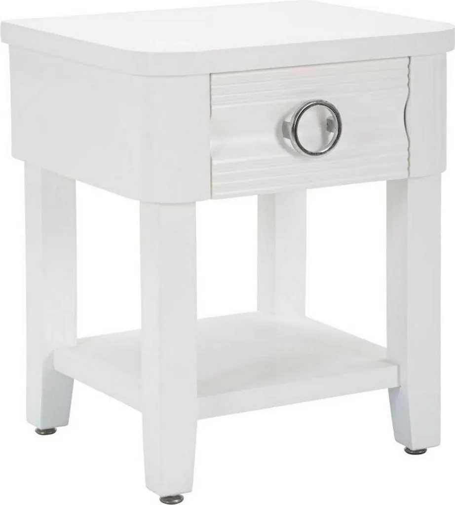 Guru Table Basse avec Tiroir 45x40x54 cm Blanc - Table d'Appoint Design