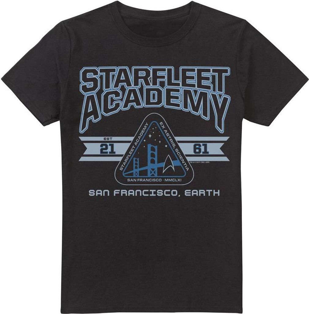 Star Trek - "Starfleet Academy Earth" T-Shirt für Herren TV5940 (S) (Schwarz)