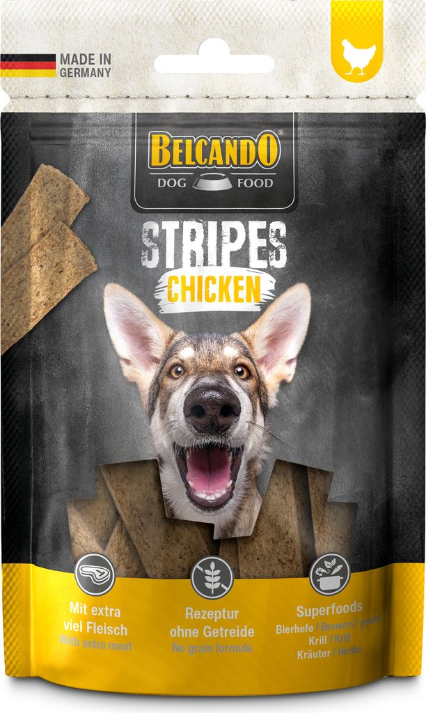 Belcando Stripes Chicken Hundeleckerlies Hundesnack mit Huhn getreidefrei monoprotein