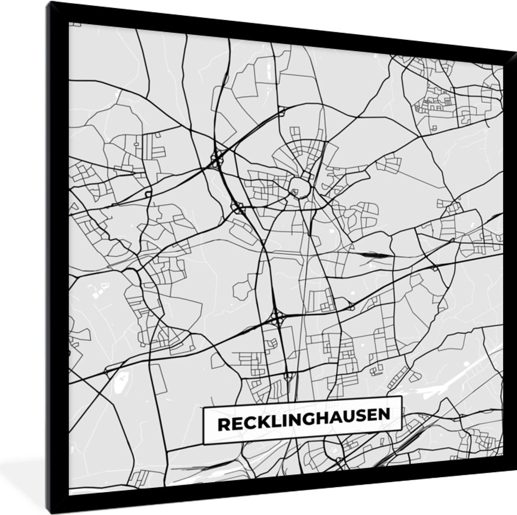 MuchoWow® Gerahmtes Poster Karte - Recklinghausen - Produktbild 