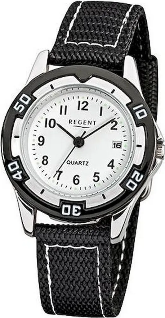 Regent montre Uni F-318 en titane avec cadran blanc et bracelet cuir noir