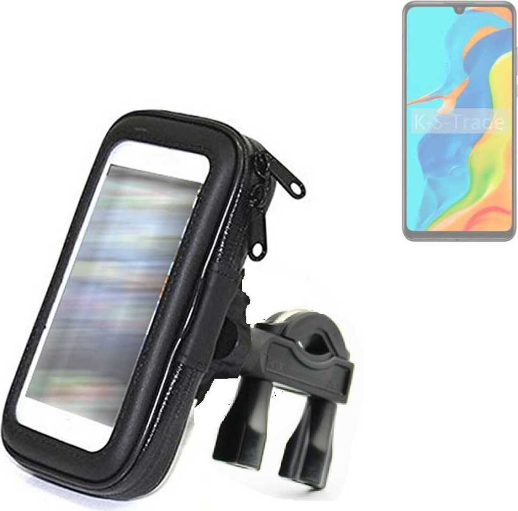 K-S-Trade Fahrrad-Halterung kompatibel mit Huawei P30 lite New Edition Handy-Halterung Halter Lenkstange Fahrradhalterung Motorrad Bike Mount