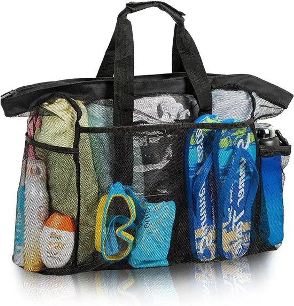Grand sac de voyage pliable XXL avec filet et poche de rangement noire