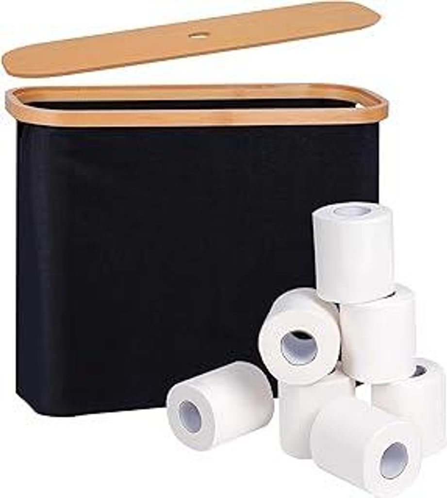 Toilettenpapier Aufbewahrung mit Bambusdeckel, Stehend Klopapier Aufbewahrung Box, WC-Papier Badezimmer Organizer, für Badezimmer Organizer & Orga...